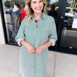 Button Down Casual Midi Dress - Hunter Green-500 Midi-ENTRO-July & June Women's Fashion Boutique Located in San Antonio, Texas