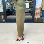 Olive Suede Scalloped Pants-400 Pants-JODIFL-July & June Women's Fashion Boutique Located in San Antonio, Texas