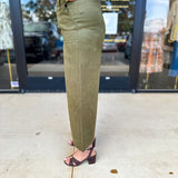 Olive Suede Scalloped Pants-400 Pants-JODIFL-July & June Women's Fashion Boutique Located in San Antonio, Texas