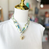 Scarf Necklace - Blue & Green Garden-110 Jewelry & Hair-HART DESIGNS-July & June Women's Fashion Boutique Located in San Antonio, Texas