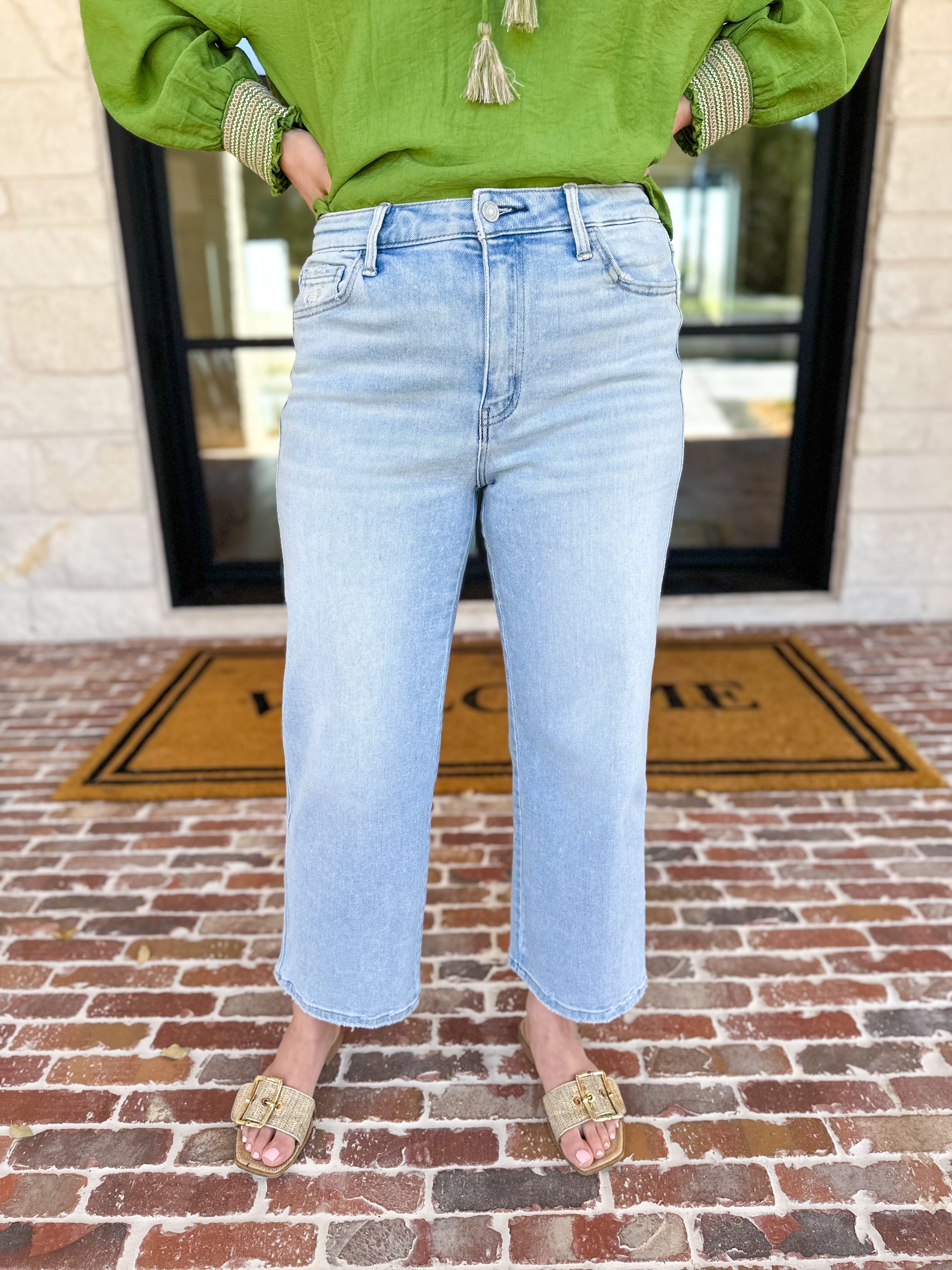 Vervet - High Rise Cropped Slim Wide Jeans-400 Pants-VEVERT BY FLYING MONKEY-July & June Women's Fashion Boutique Located in San Antonio, Texas