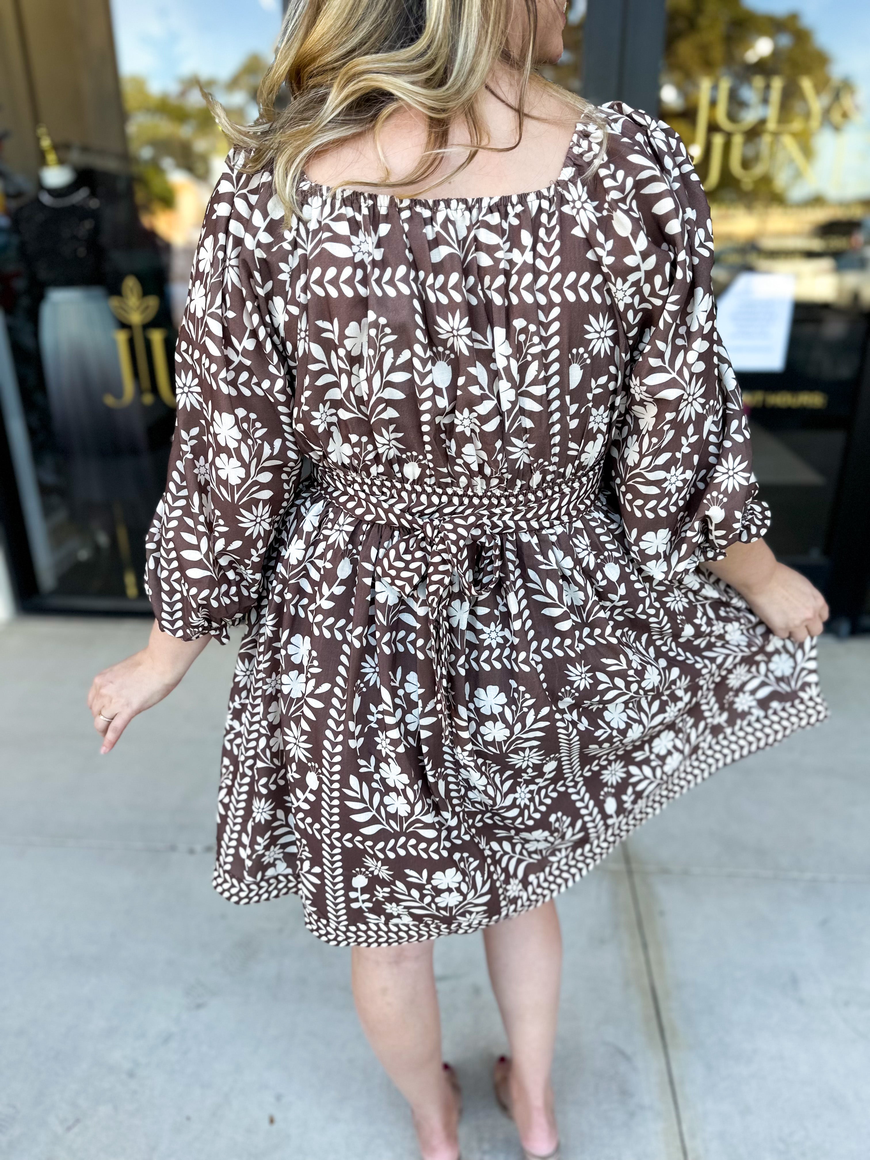 The Wrenlee Mini Dress - Chocolate Brown-510 Mini-POLOGRAM-July & June Women's Fashion Boutique Located in San Antonio, Texas