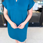 The Comfy Travel Midi Dress - Teal-510 Mini-ENTRO-July & June Women's Fashion Boutique Located in San Antonio, Texas