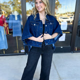 Short Sleeve Denim Jacket-600 Outerwear-TCEC-July & June Women's Fashion Boutique Located in San Antonio, Texas