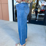 Vervet - Medium Wash High Rise Cropped Wide Leg Jeans-400 Pants-VEVERT BY FLYING MONKEY-July & June Women's Fashion Boutique Located in San Antonio, Texas