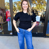 Pink Friday Doorbuster - Chic Short Sleeve Sweater Top - Black - ONLINE-PINK FRIDAY DOORBUSTERS-ZENANA-July & June Women's Fashion Boutique Located in San Antonio, Texas