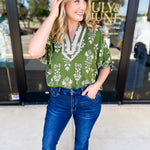 The Frankie Blouse - Olive-200 Fashion Blouses-ENTRO-July & June Women's Fashion Boutique Located in San Antonio, Texas