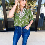 The Frankie Blouse - Olive-200 Fashion Blouses-ENTRO-July & June Women's Fashion Boutique Located in San Antonio, Texas