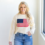 American Vintage Knit Sweater Top - Cream-230 Sweaters/Cardis-JODIFL-July & June Women's Fashion Boutique Located in San Antonio, Texas