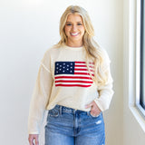 American Vintage Knit Sweater Top - Cream-230 Sweaters/Cardis-JODIFL-July & June Women's Fashion Boutique Located in San Antonio, Texas