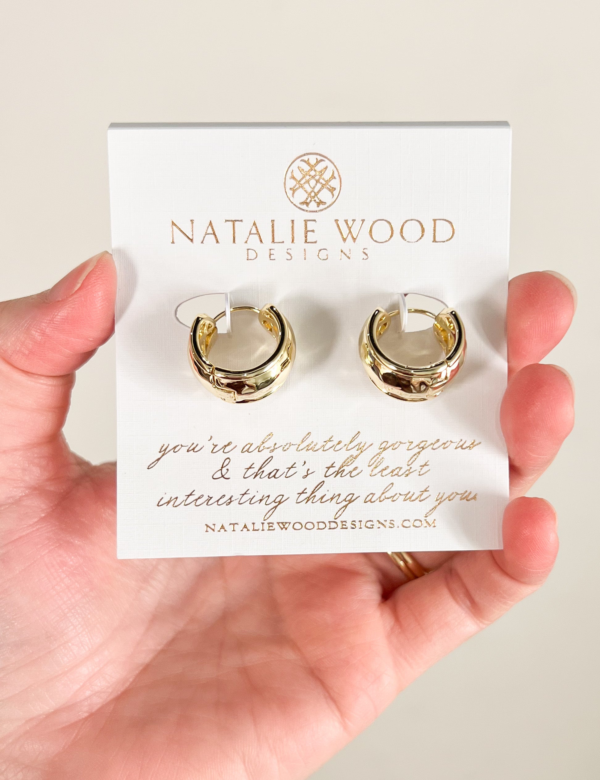 Natalie Wood - Reflection Mini Hoop Earrings - Gold-110 Jewelry & Hair-Natalie Wood-July & June Women's Fashion Boutique Located in San Antonio, Texas