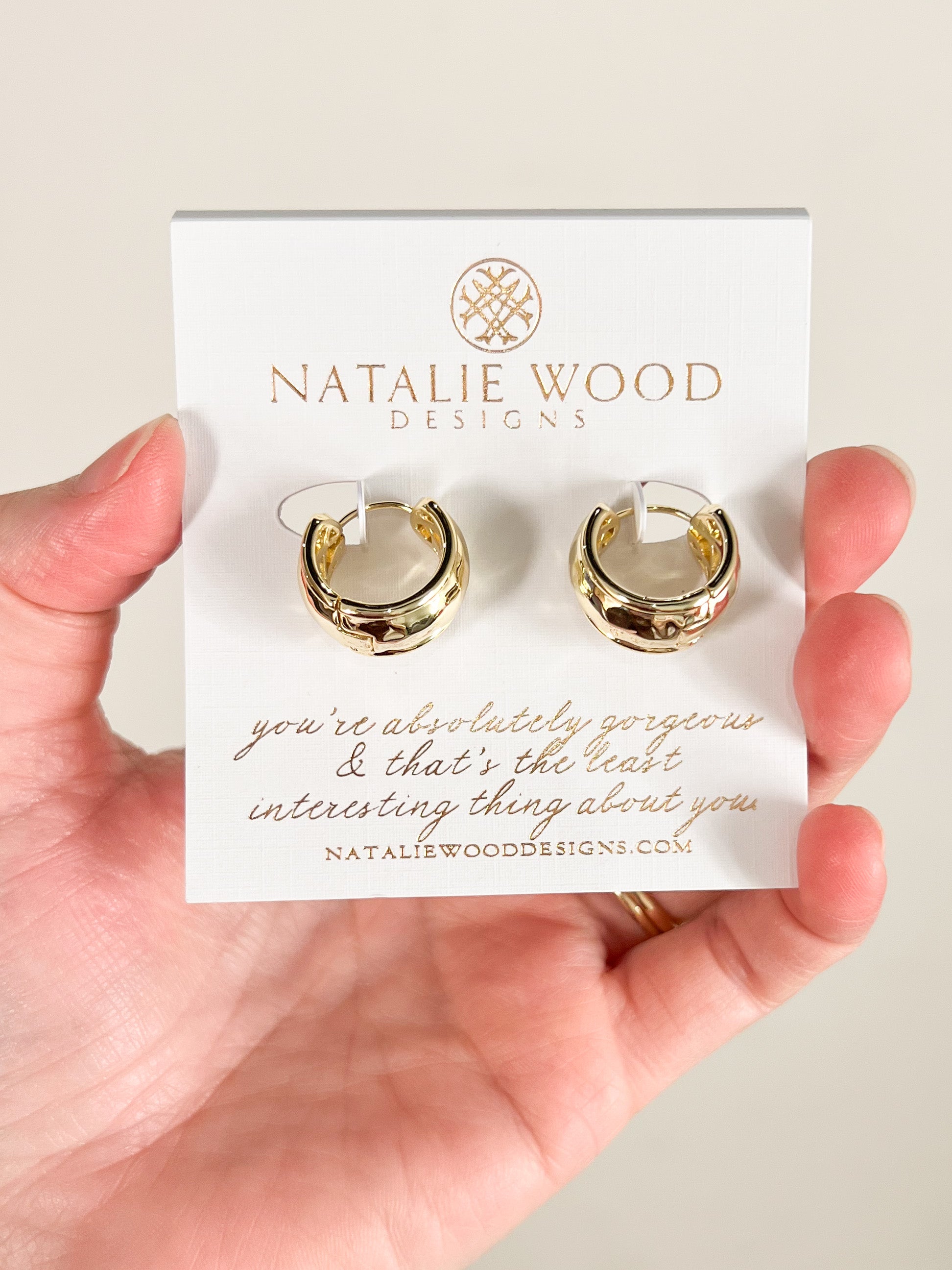 Natalie Wood - Reflection Mini Hoop Earrings - Gold-110 Jewelry & Hair-Natalie Wood-July & June Women's Fashion Boutique Located in San Antonio, Texas