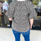 Zip Up Cheetah Top-200 Fashion Blouses-ENTRO-July & June Women's Fashion Boutique Located in San Antonio, Texas