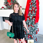 Lace Details Velvet Mini Dress - Black-510 Mini-FATE-July & June Women's Fashion Boutique Located in San Antonio, Texas