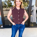 Classic Chic Knit Vest - Brown-230 Sweaters/Cardis-ENTRO-July & June Women's Fashion Boutique Located in San Antonio, Texas
