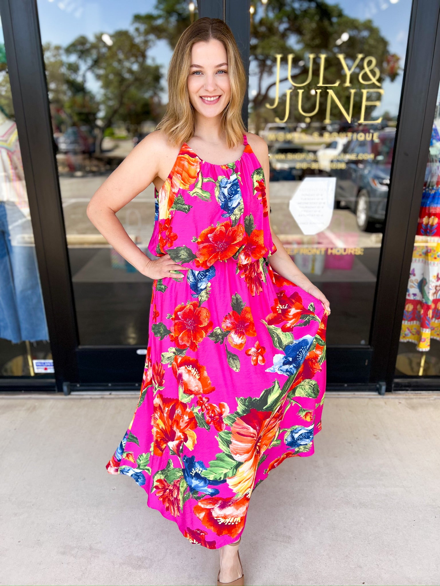 Flora Skirt Set-500 Midi-SKIES ARE BLUE-July & June Women's Fashion Boutique Located in San Antonio, Texas