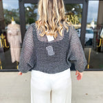 Foil Knit Sweater Top - Black Silver-230 Sweaters/Cardis-ALLIE ROSE-July & June Women's Fashion Boutique Located in San Antonio, Texas