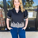 The Olivia Blouse - Black-200 Fashion Blouses-ENTRO-July & June Women's Fashion Boutique Located in San Antonio, Texas