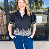 The Olivia Blouse - Black-200 Fashion Blouses-ENTRO-July & June Women's Fashion Boutique Located in San Antonio, Texas