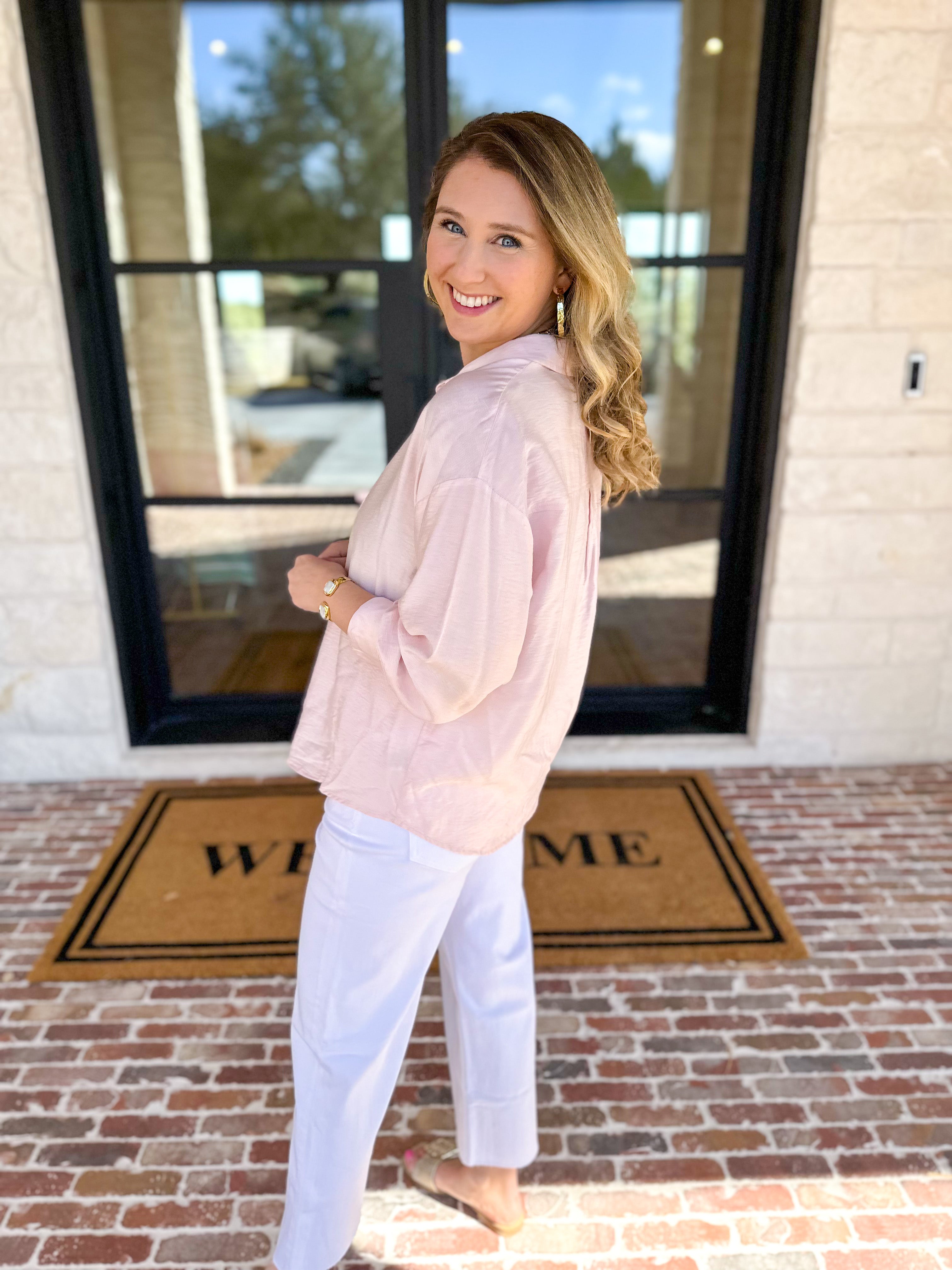 Bow Detailed Blouse - Pink-200 Fashion Blouses-IN FEBRUARY-July & June Women's Fashion Boutique Located in San Antonio, Texas