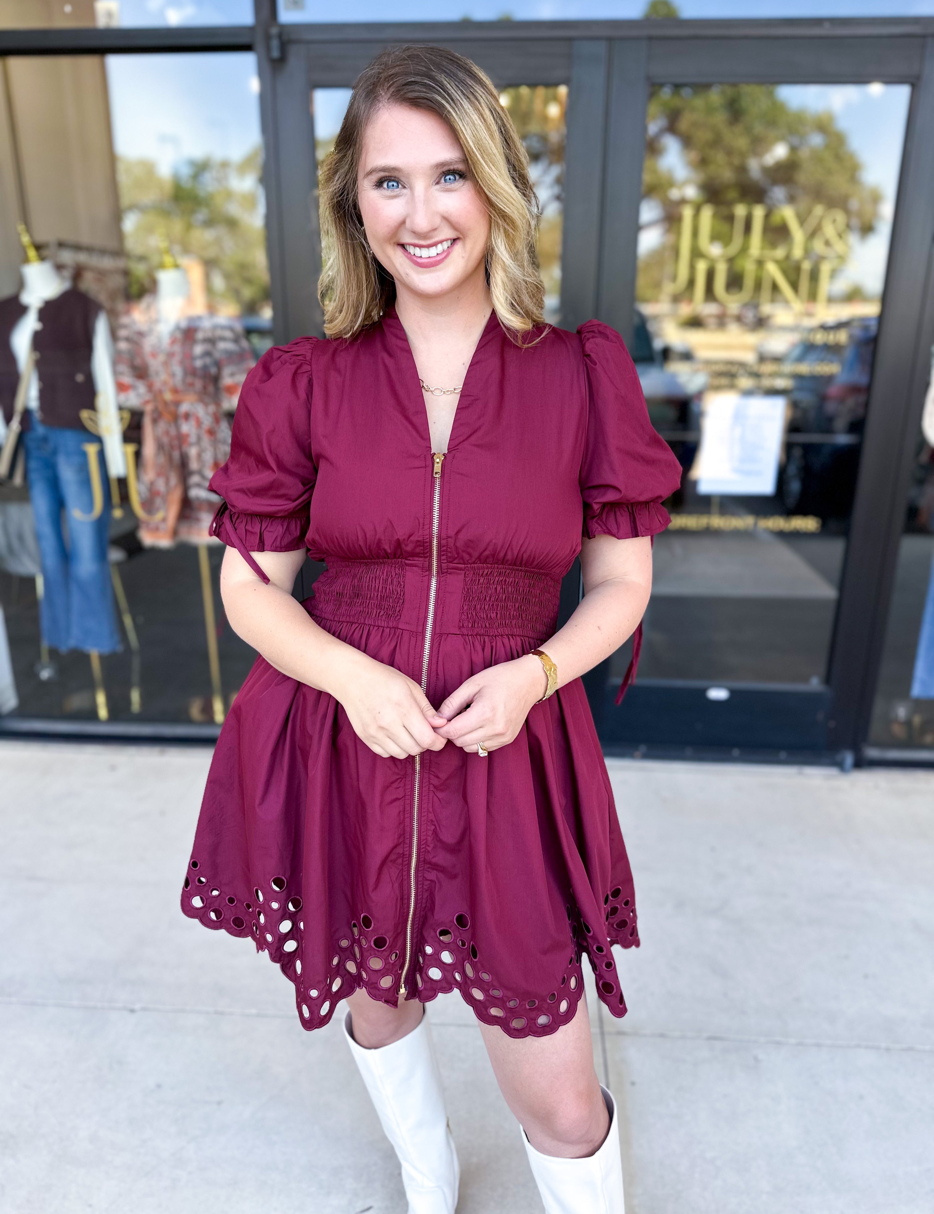 The Adeline Mini Dress - Wine-510 Mini-ENTRO-July & June Women's Fashion Boutique Located in San Antonio, Texas