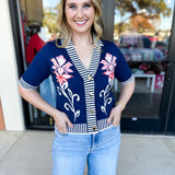 THML- Floral & Stripe Knit Top-230 Sweaters/Cardis-THML-July & June Women's Fashion Boutique Located in San Antonio, Texas