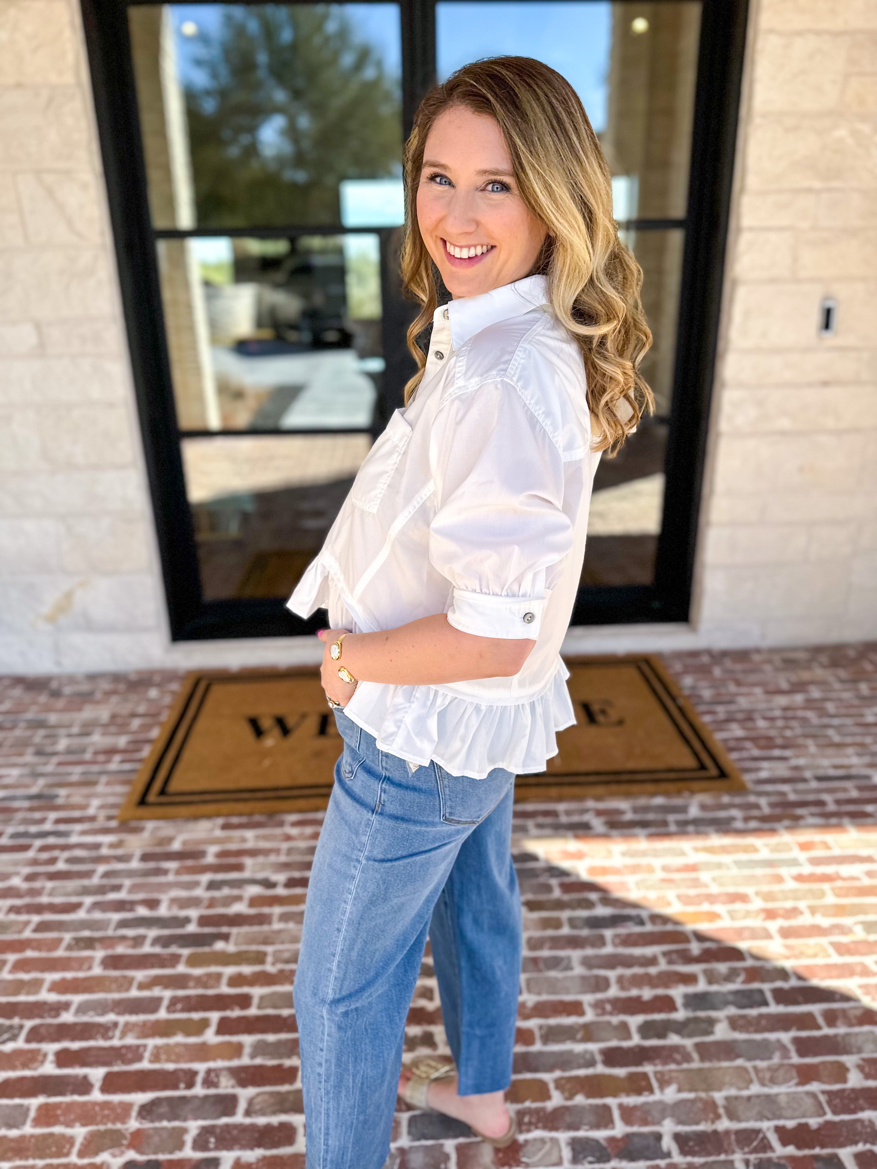 The Move with Grace Top - White-200 Fashion Blouses-ENTRO-July & June Women's Fashion Boutique Located in San Antonio, Texas