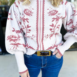 The Vintage Floral Sweater - Cream-230 Sweaters/Cardis-FATE-July & June Women's Fashion Boutique Located in San Antonio, Texas