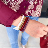 Michelle McDowell - Bracelet Set - Maroon & White-110 Jewelry & Hair-Michelle McDowell-July & June Women's Fashion Boutique Located in San Antonio, Texas