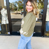 Mallory Embroidered Blouse - Light Olive-200 Fashion Blouses-ABLE-July & June Women's Fashion Boutique Located in San Antonio, Texas