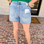 Vervet - Light Wash High Rise Denim Shorts-410 Shorts/Skirts-VEVERT BY FLYING MONKEY-July & June Women's Fashion Boutique Located in San Antonio, Texas
