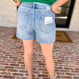 Vervet - Light Wash High Rise Denim Shorts-410 Shorts/Skirts-VEVERT BY FLYING MONKEY-July & June Women's Fashion Boutique Located in San Antonio, Texas