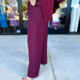 Wide Leg Trousers - Wine-400 Pants-SKIES ARE BLUE-July & June Women's Fashion Boutique Located in San Antonio, Texas