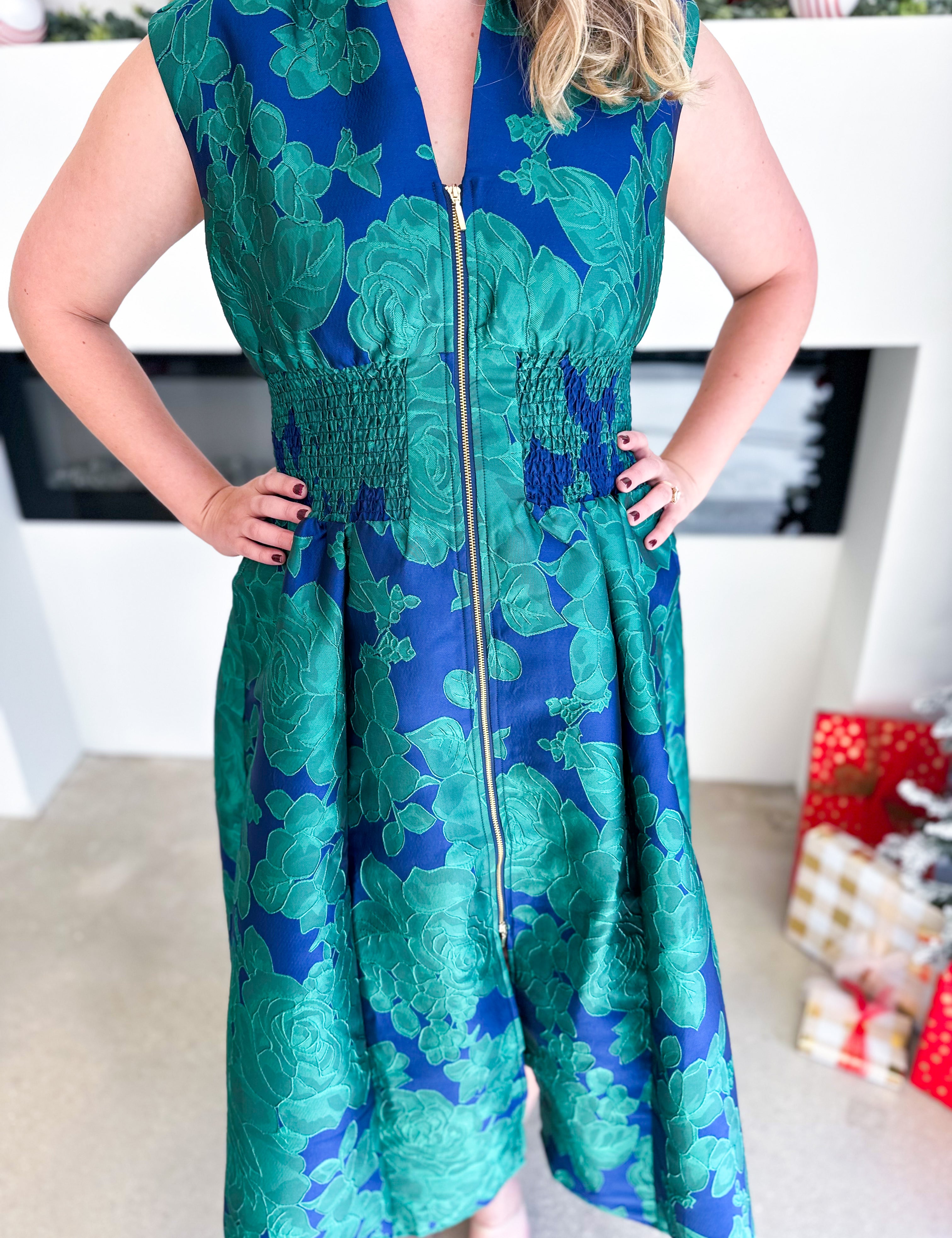 Teal & Bold Blue Midi Dress-500 Midi-FATE-July & June Women's Fashion Boutique Located in San Antonio, Texas