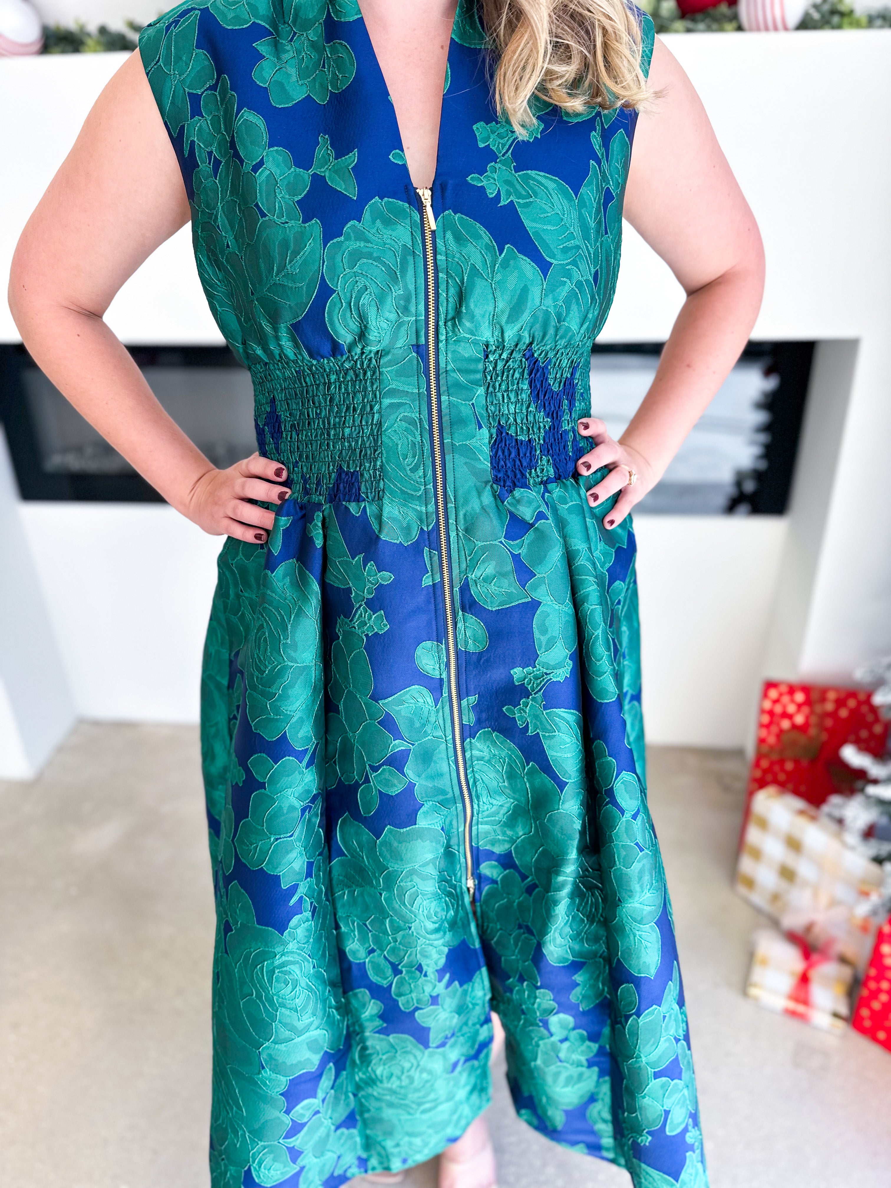 Teal & Bold Blue Midi Dress-500 Midi-FATE-July & June Women's Fashion Boutique Located in San Antonio, Texas