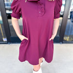 Maroon Ruffle Mini Dress-510 Mini-ENTRO-July & June Women's Fashion Boutique Located in San Antonio, Texas