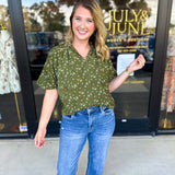 THML - Floral Suede Blouse-200 Fashion Blouses-THML-July & June Women's Fashion Boutique Located in San Antonio, Texas