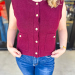 Classic Chic Knit Vest - Wine-230 Sweaters/Cardis-ENTRO-July & June Women's Fashion Boutique Located in San Antonio, Texas
