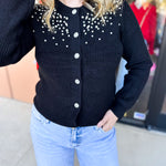 Current Air - Black Gem Cardigan-230 Sweaters/Cardis-CURRENT AIR CLOTHING-July & June Women's Fashion Boutique Located in San Antonio, Texas