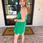Kelly Green Scalloped Mini Dress-510 Mini-TCEC-July & June Women's Fashion Boutique Located in San Antonio, Texas