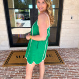 Kelly Green Scalloped Mini Dress-510 Mini-TCEC-July & June Women's Fashion Boutique Located in San Antonio, Texas