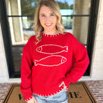 Fish Knit Sweater-BAILEY ROSE-July & June Women's Fashion Boutique Located in San Antonio, Texas