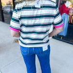 Kelly Green & Pink Tee-210 Casual Blouses-POLOGRAM-July & June Women's Fashion Boutique Located in San Antonio, Texas