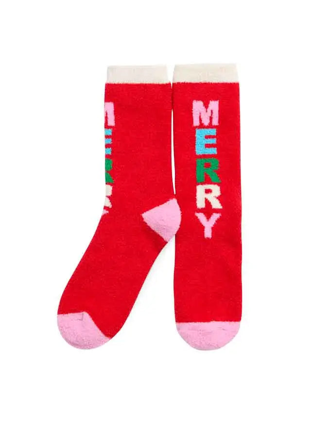 Merry Home Socks - Red-140 Gifts + Home-SHIRALEAH-July & June Women's Fashion Boutique Located in San Antonio, Texas