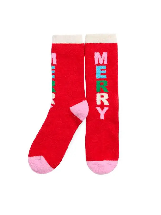 Merry Home Socks - Red-140 Gifts + Home-SHIRALEAH-July & June Women's Fashion Boutique Located in San Antonio, Texas