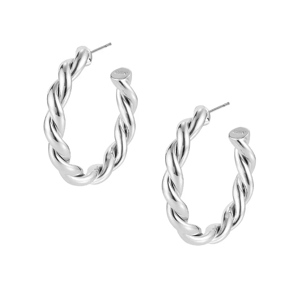 Natalie Wood - Sea Breeze Wrapped Hoop Earrings in Silver-110 Jewelry & Hair-Natalie Wood-July & June Women's Fashion Boutique Located in San Antonio, Texas