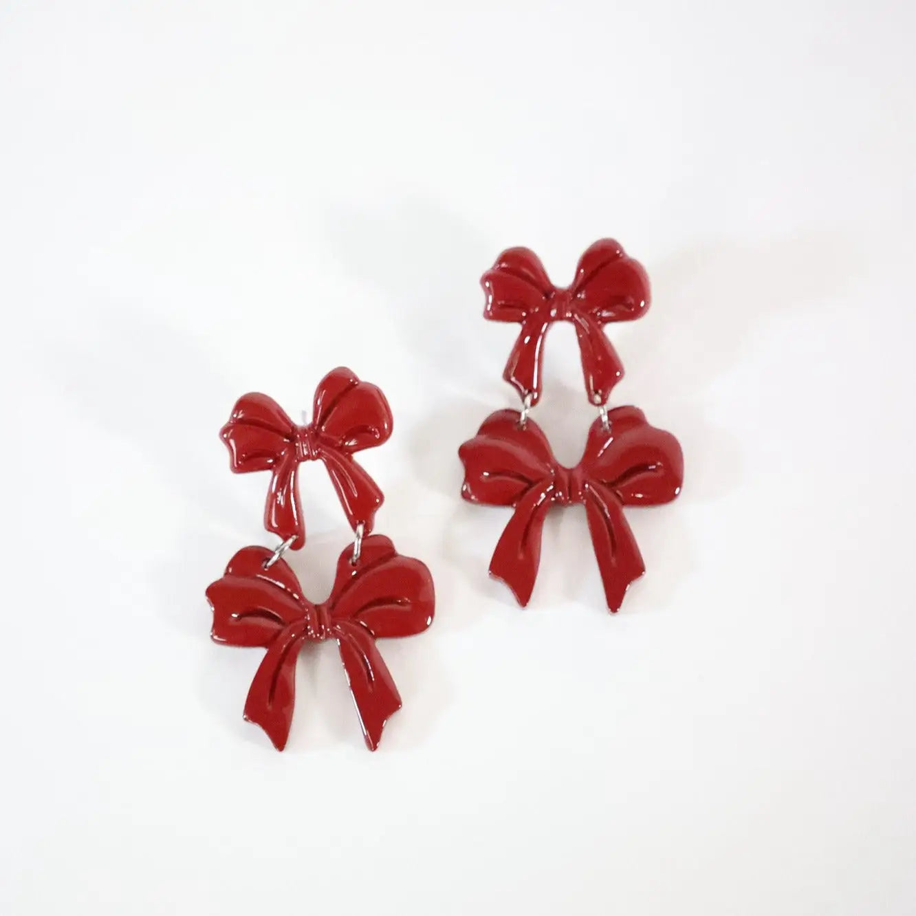 Sunshine Tienda - Burgundy Bow Dangles-110 Jewelry & Hair-Sunshine Tienda-July & June Women's Fashion Boutique Located in San Antonio, Texas