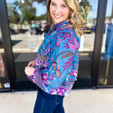 Teal & Lavender Blouse-200 Fashion Blouses-FATE-July & June Women's Fashion Boutique Located in San Antonio, Texas