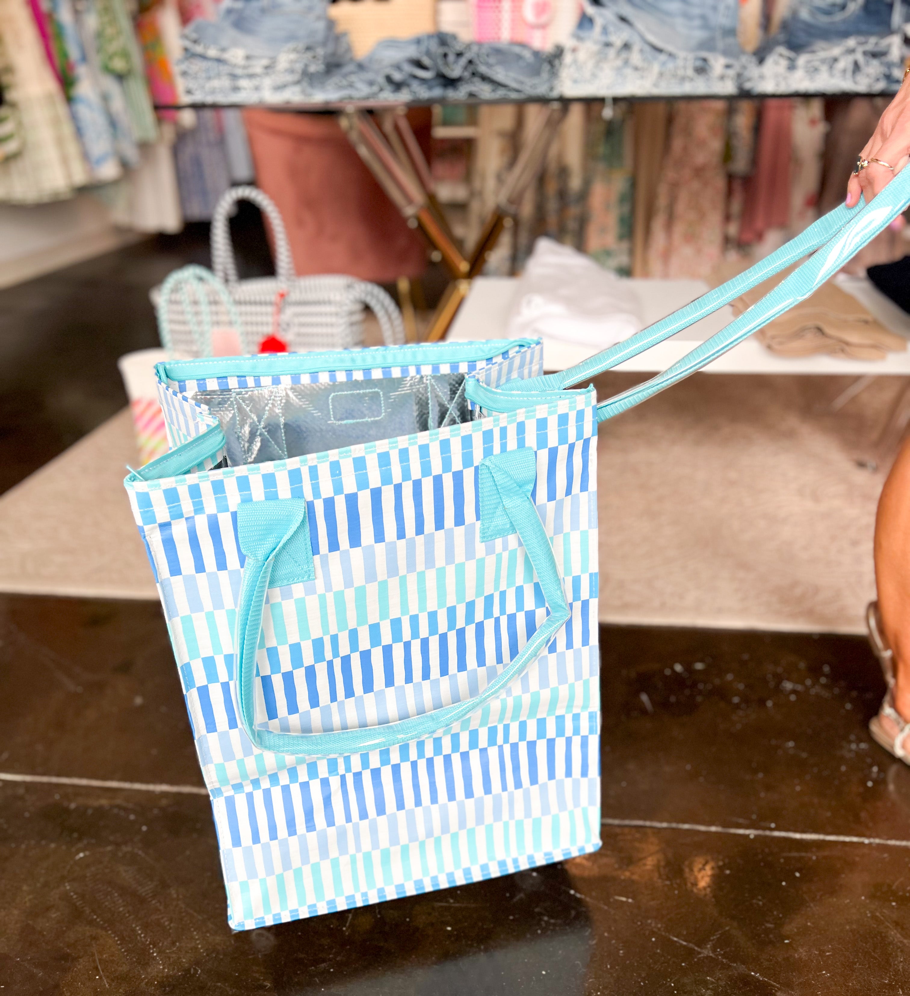 SWIG - Glacier Stripe Mega Tote Bag-140 Gifts + Home-SWIG-July & June Women's Fashion Boutique Located in San Antonio, Texas
