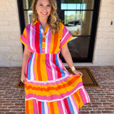 THML - Party Stripe Midi Dress-500 Midi-THML-July & June Women's Fashion Boutique Located in San Antonio, Texas